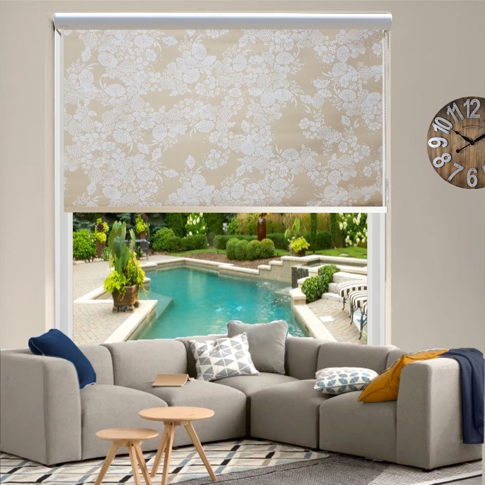 HEWO Rolgordijn dessin verduisterend rose beige