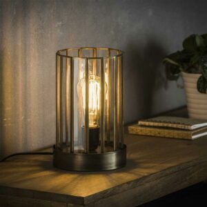 Tafellamp 1L artdeco Cylinder - brons antiek