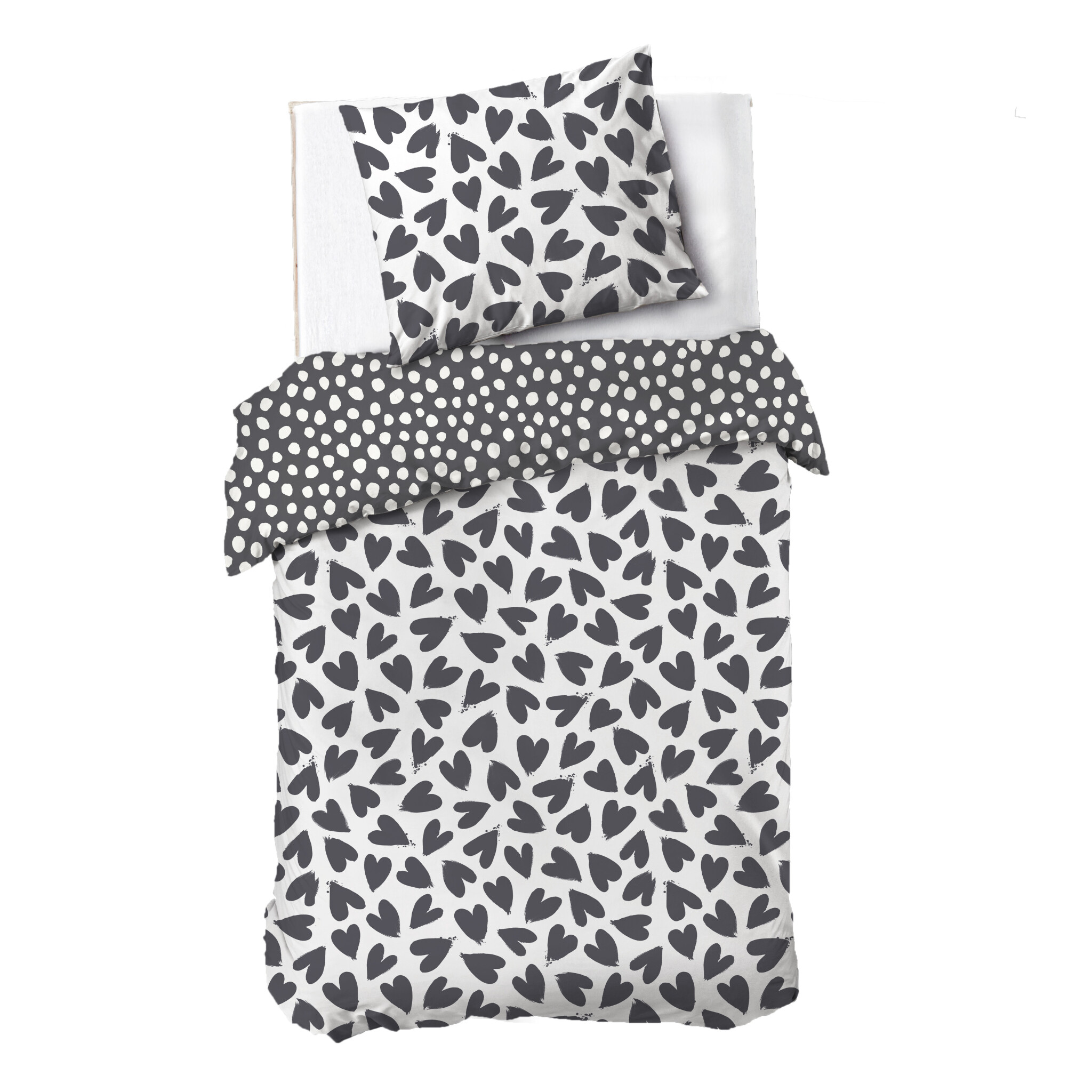 Dekbedovertrek Dancing Hearts - Zwart