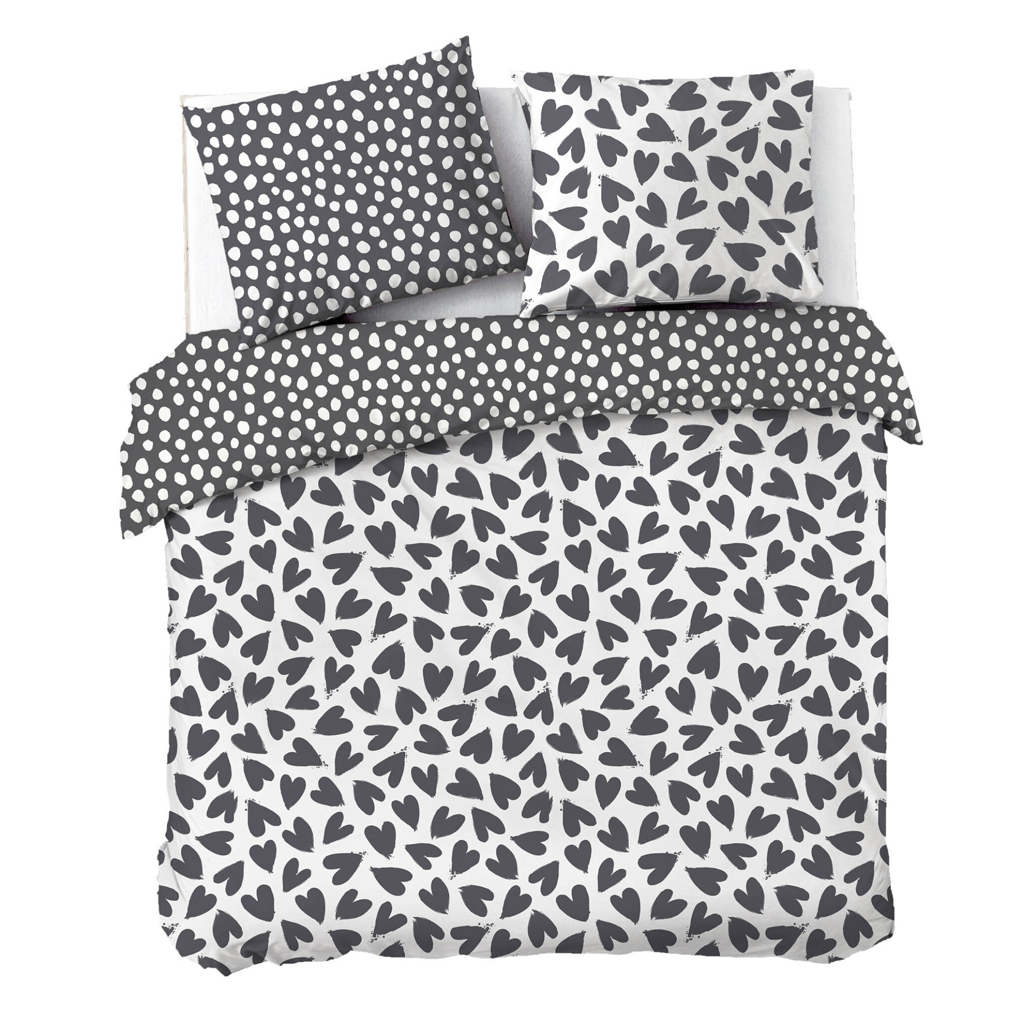 Dekbedovertrek Dancing Hearts - Zwart